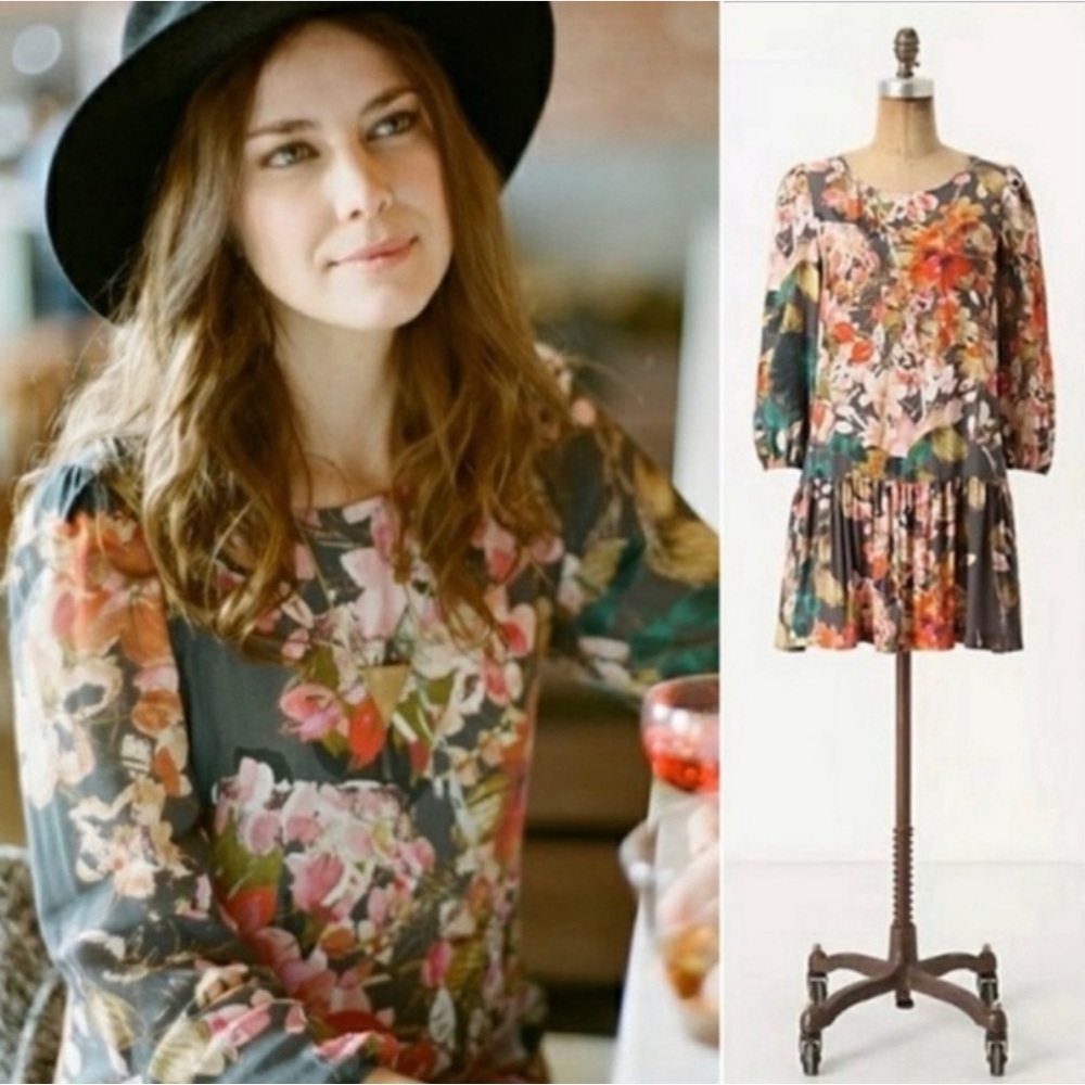 Anthropologie Meadow Rue floral drop waist dress